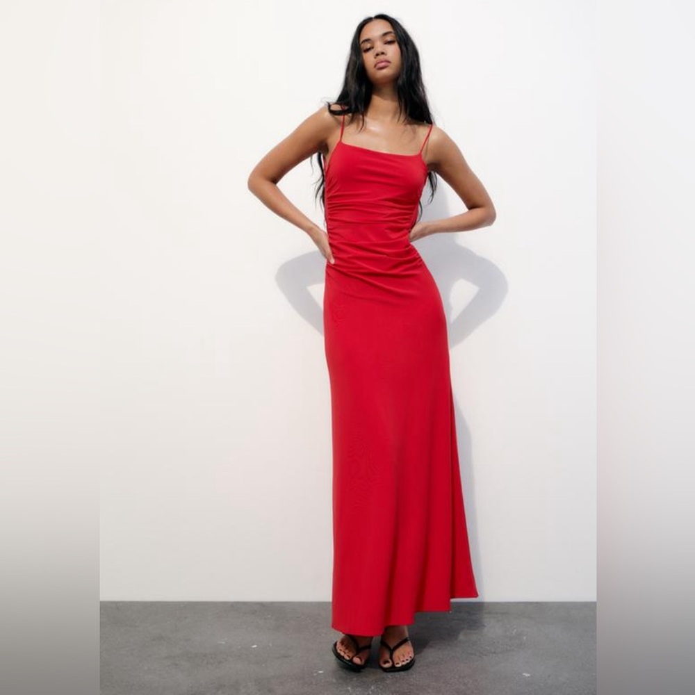 Zara Red Maxi Gown Dress XS NWT Formal Evening Wedding Guest